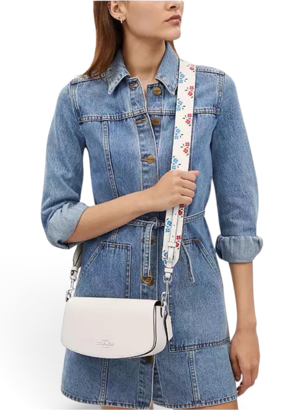 Coach strap with floral print leather purse bag strap floral print NWT
